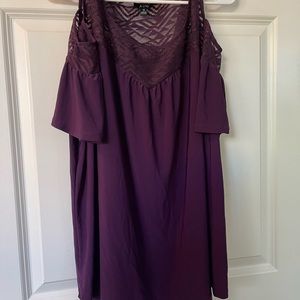 Pretty purple open shoulder shirt